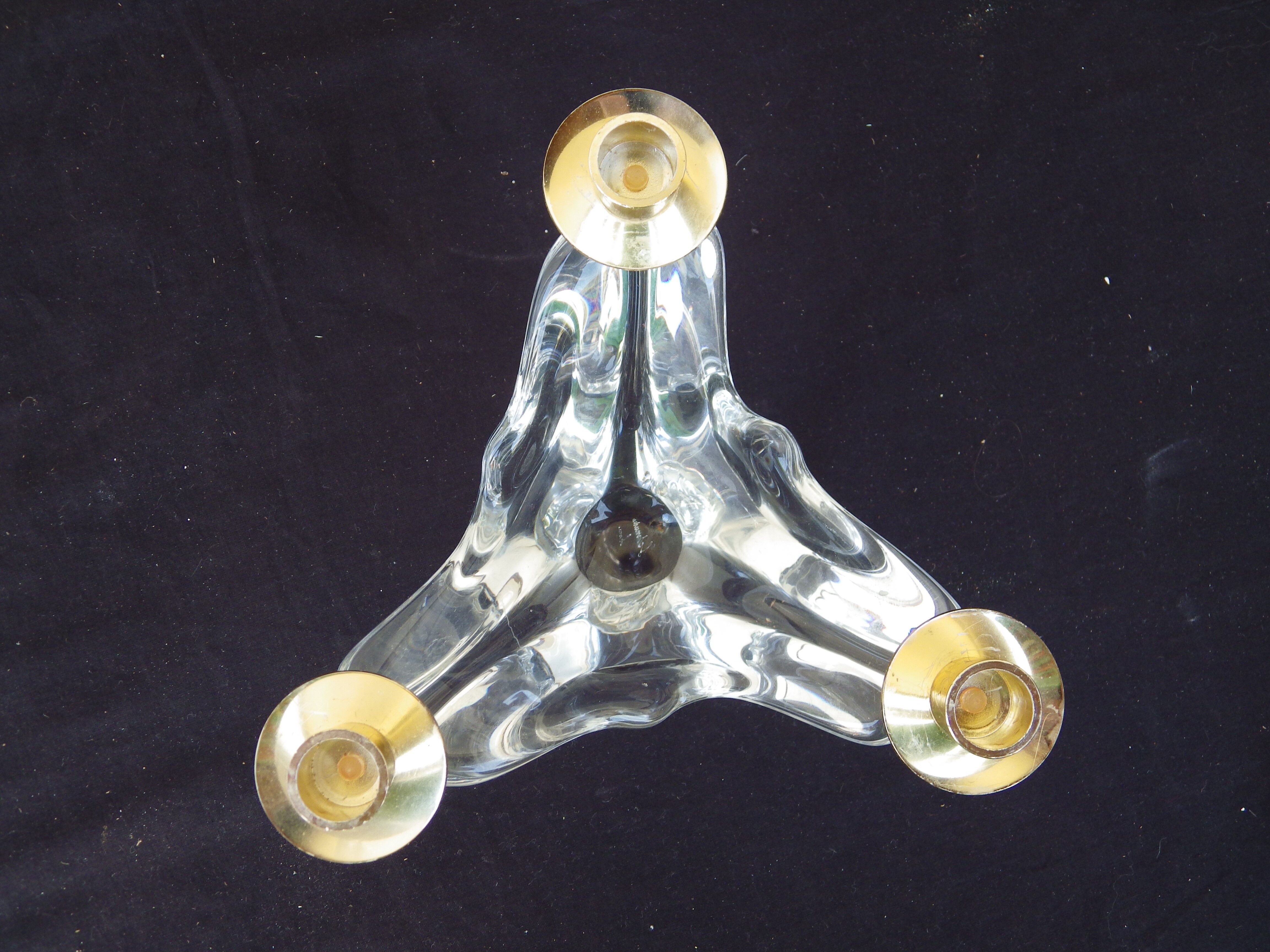 Vintage signed Schneider glass candleholder