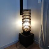 Vintage wicker lamp and exotic wood