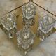 Lot of 2 wall appliques 4 chrome metal lights - moulded glass