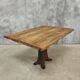 Antique oak dining table on cast iron base 93 x 123 cm