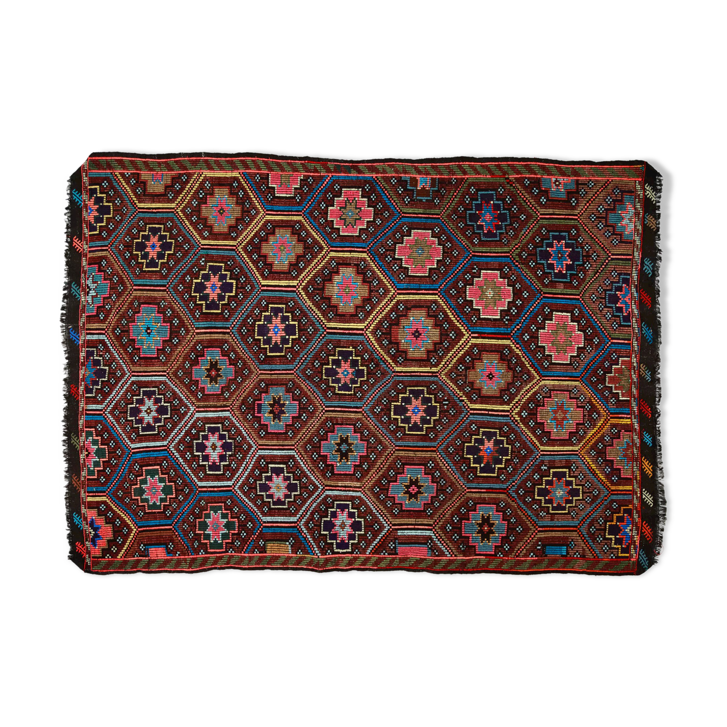 Anatolian handmade kilim rug 275 cm x 196 cm