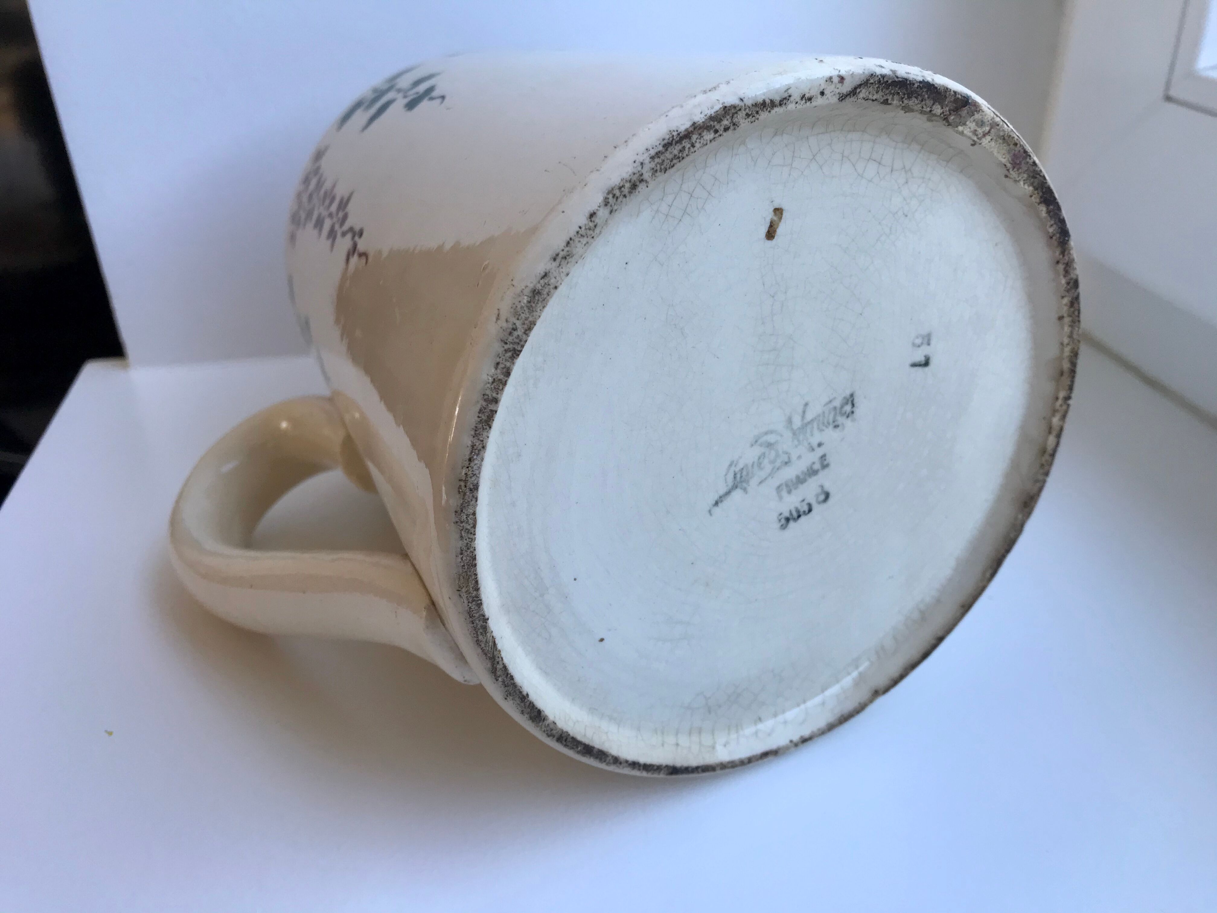 Pitcher Digoin Sarreguemines nineteenth century