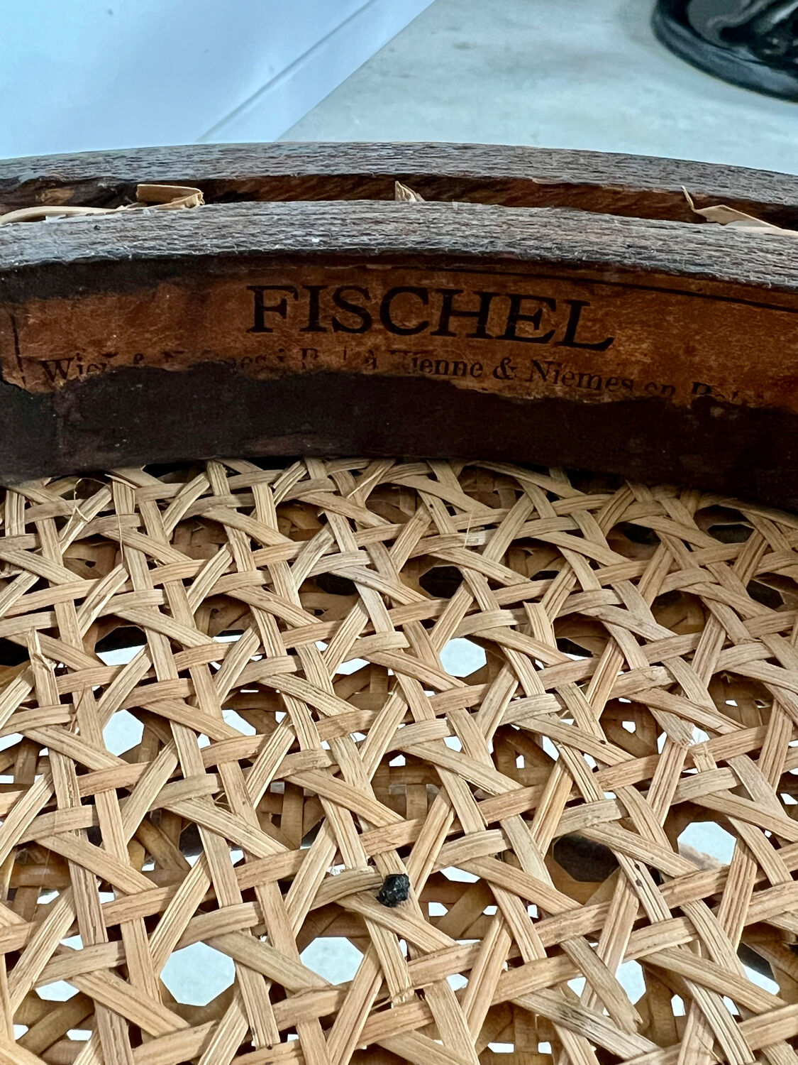 Lot 6 old vintage wooden bistro chairs brand Fischel early 20th century
