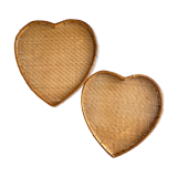 Pair of decorative trays in braided bamboo
