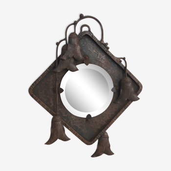 Miroir art nouveau fer forgé 22x27cm