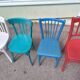 Set of 6 mismatched vintage bistro wooden chairs