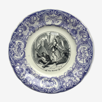 Assiette opaque de Sarguemines "Danse Mauresque"