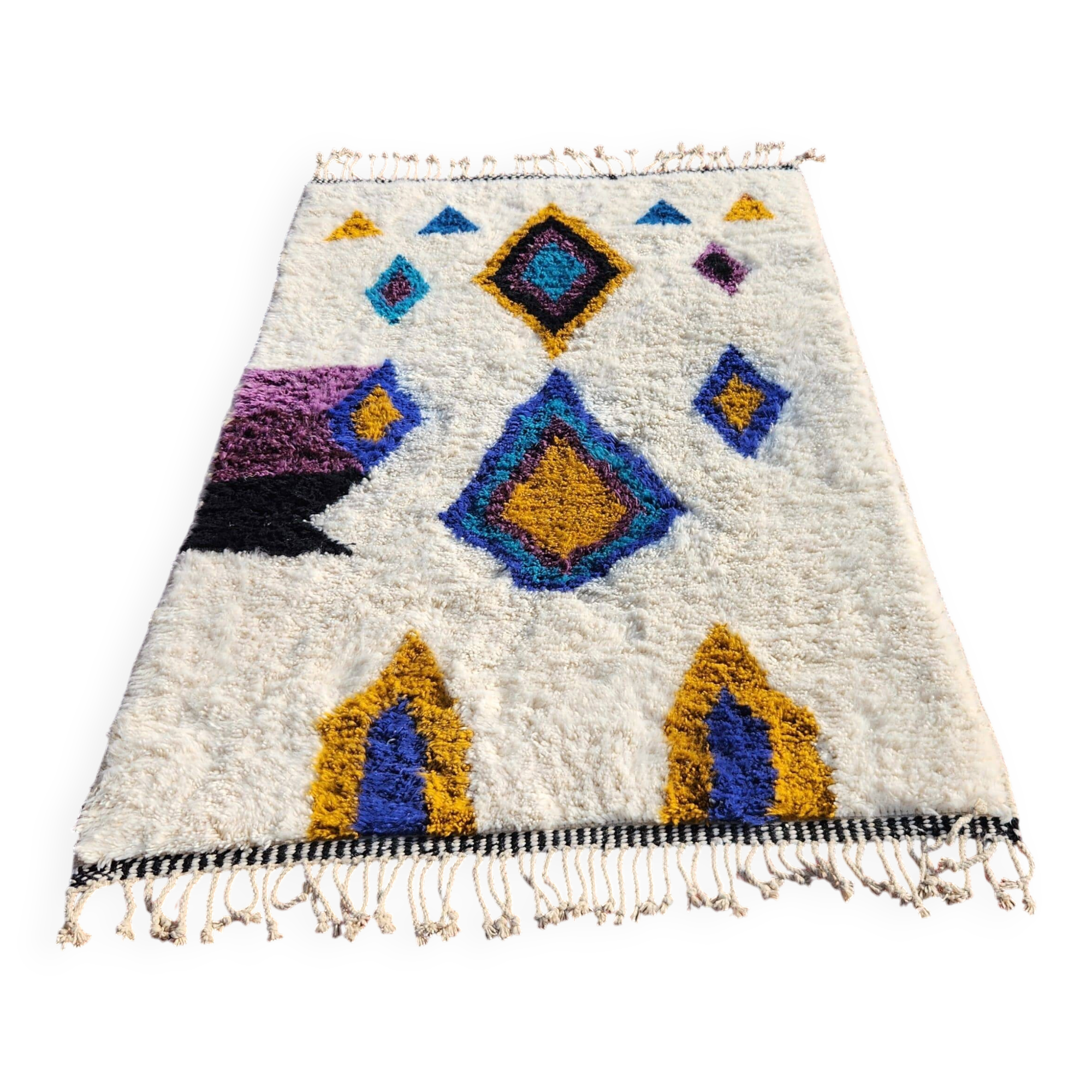 Beni Ouarain rug 250x150 cm in natural wool – Moroccan Berber rug