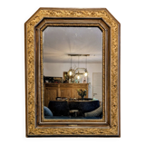 Antique gilt mirror with beveled corners, 70 x 51 cm – Chic decor