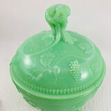 Jade green opaline - Sugar bowl / Bonbonnière - early 20th century