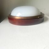 Vintage  wall or ceiling light in Mahogany & copper with  glass from a yacht