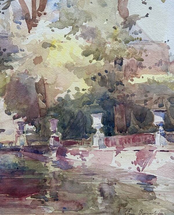 La Fontaine Médicis, Jardin Du Luxembourg, Deux Aquarelles Signées