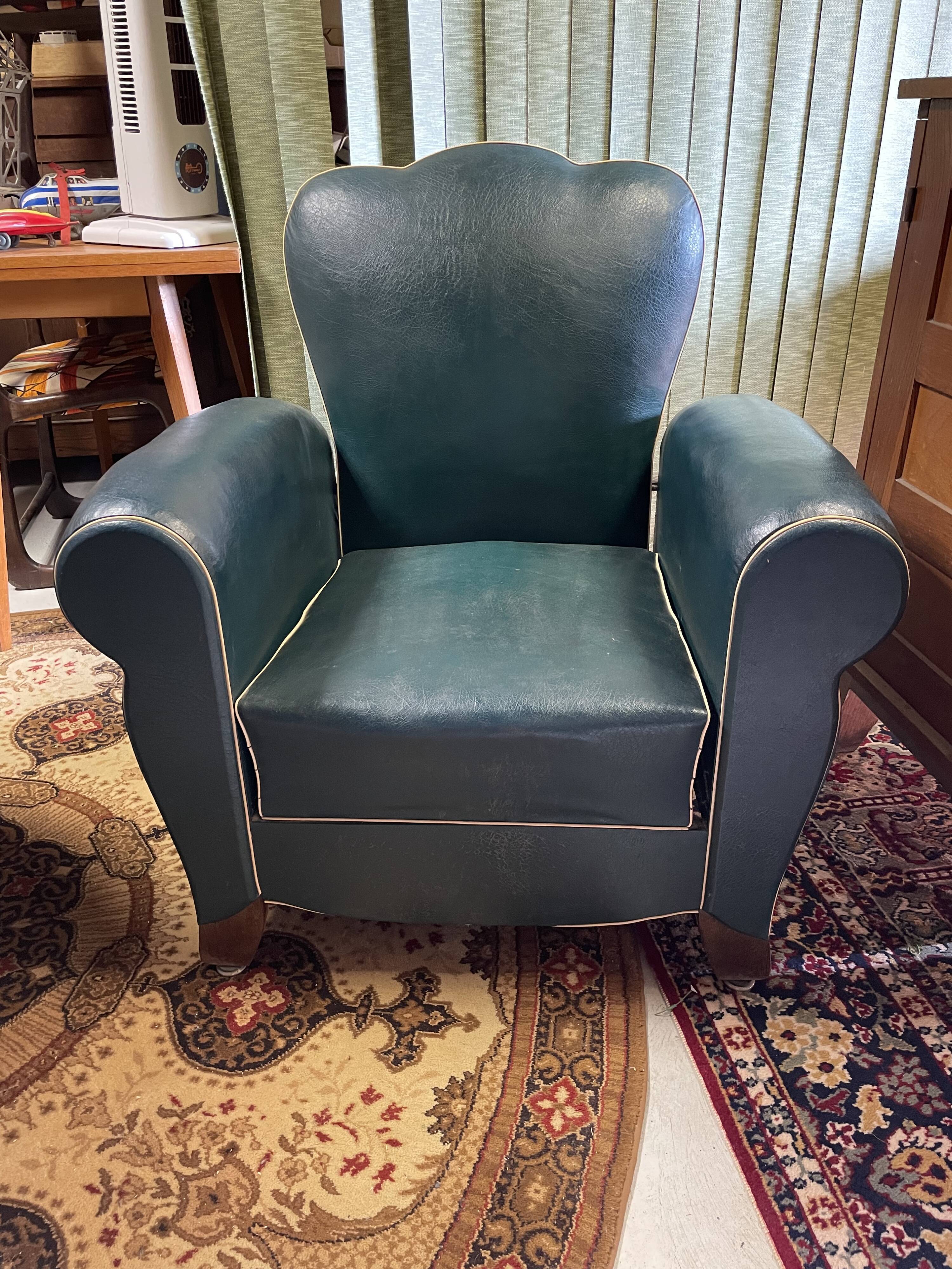 Armchair club moustache Skaï adjustable ep art deco