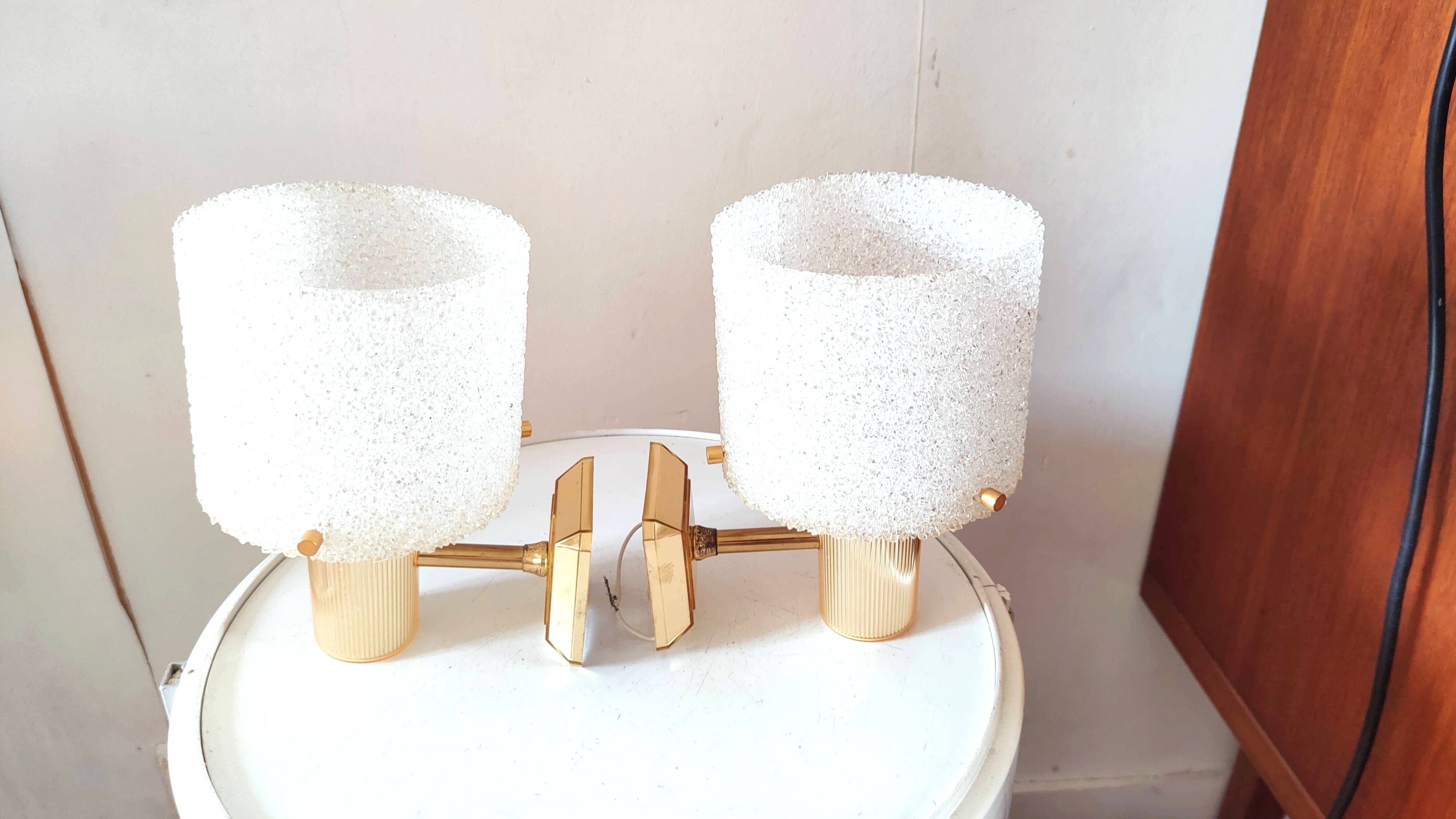 Pair of 60s designer Perspex wall lights