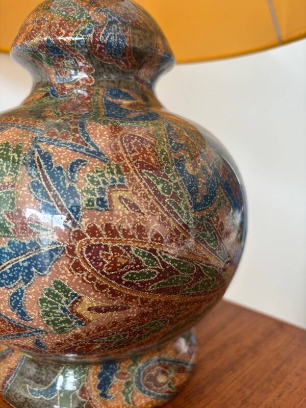 Lampe vintage motif tapisserie  Lampe de table rétro années 80 – Déco