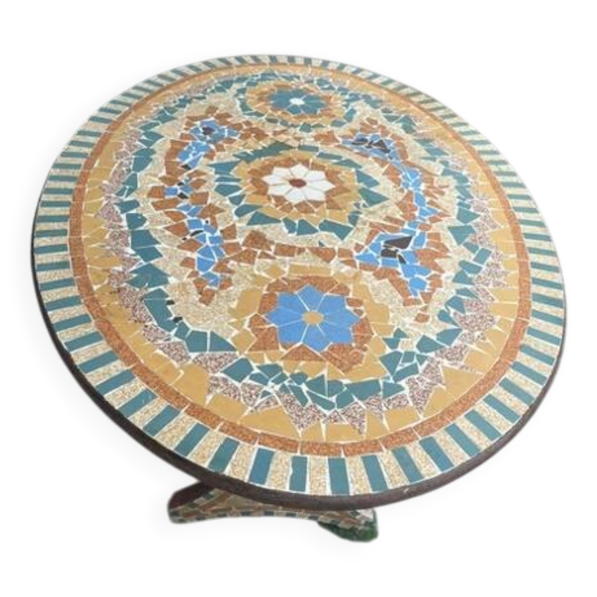 Mosaic garden table, 1950s, craftsman from Drôme