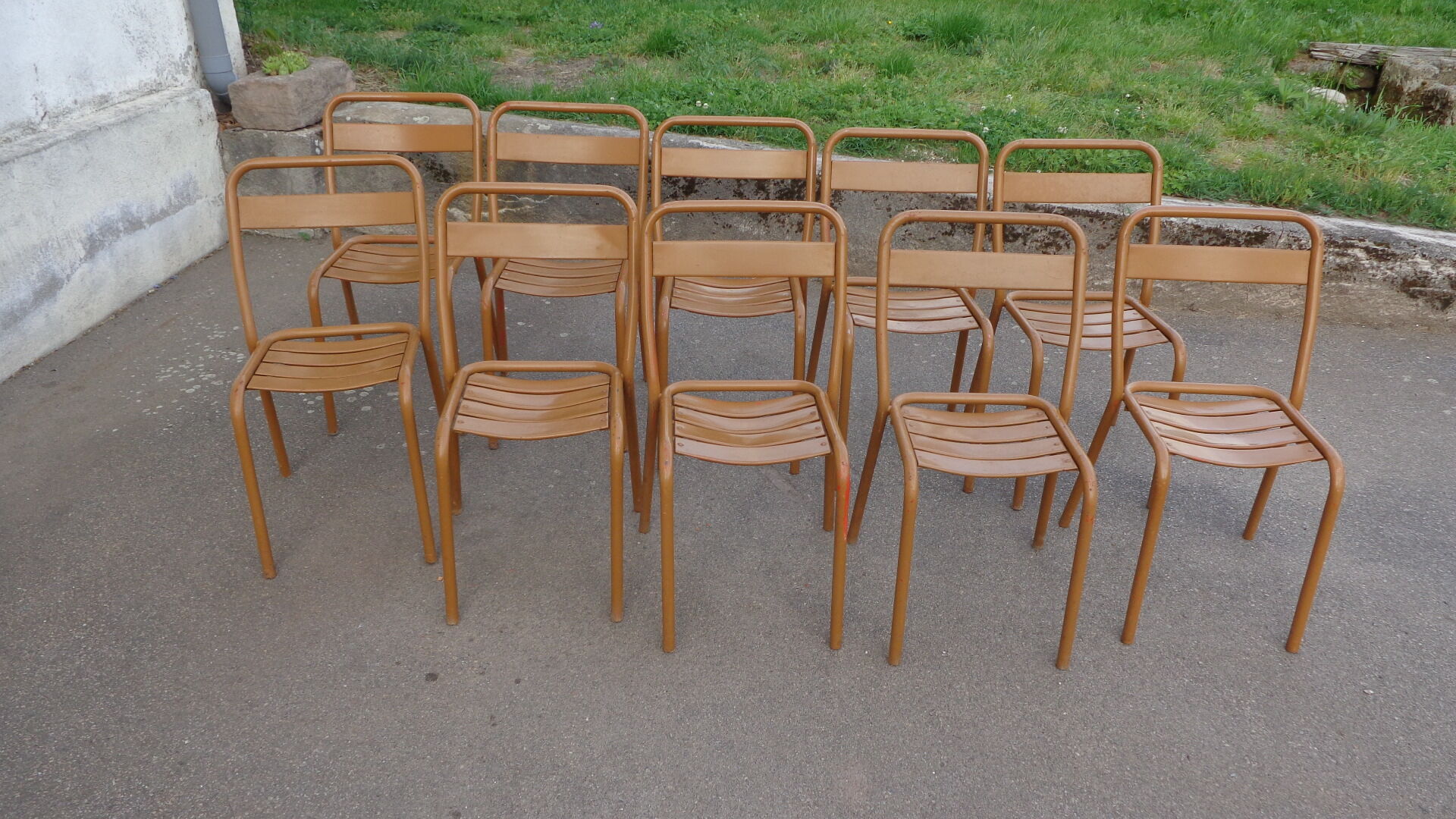 Set de 10 chaises de bistrot métal Tolix T1