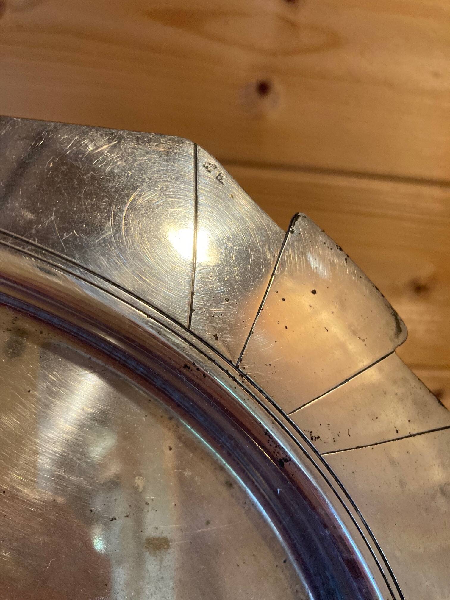 Elegant Art Deco silver-plated metal serving tray, double hallmarked