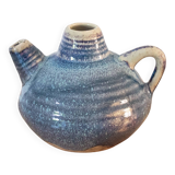Théière en céramique, petit pichet, poterie d'atelier vintage, grès bleu beige
