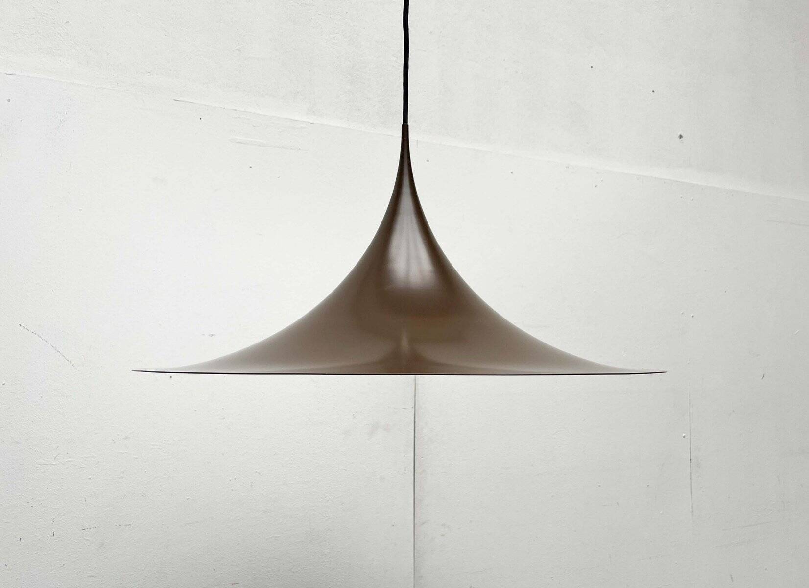 Mid-Century Modern Space Age Danish Brown Semi Pendant Lamp by Claus Bonderup and Torsten Thorup for Fog & Mørup, 1960s