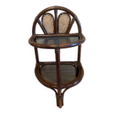 Half moon rattan bedside table