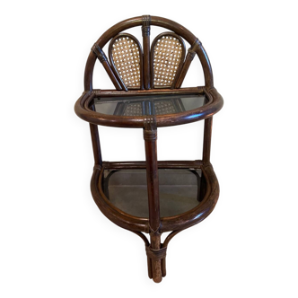 Half moon rattan bedside table