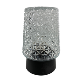 Vintage elongated ceiling light in carved glass and ceramic socket