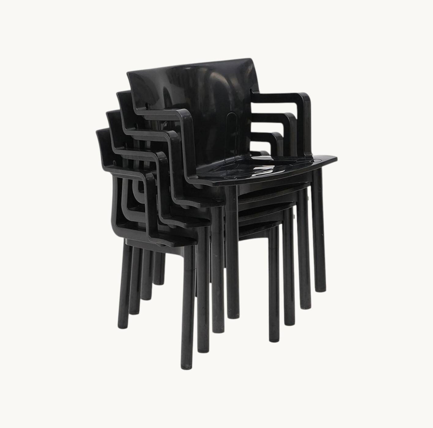 A set of chairs and armchairs, Anna Castelli for Kartell, Italy, 80s.