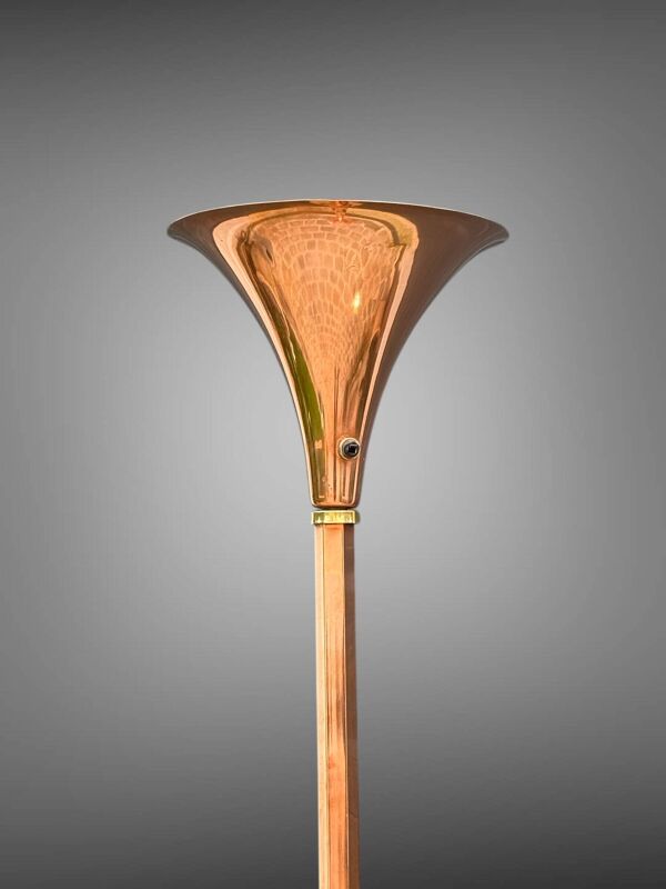 Lampadaire italien des années 30 epoque art deco en cuivre et laiton de 175