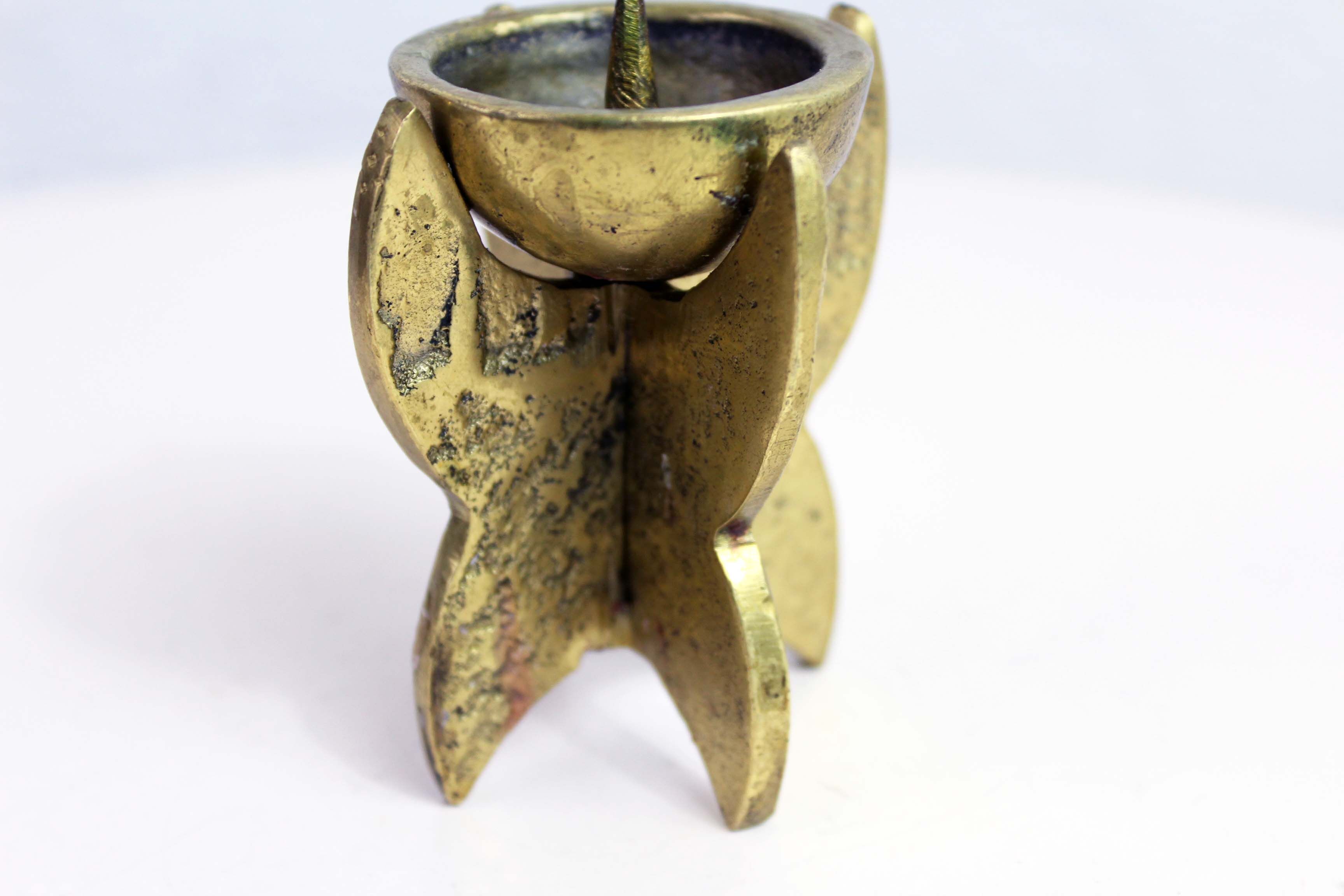 Brutalist candleholder bronze
