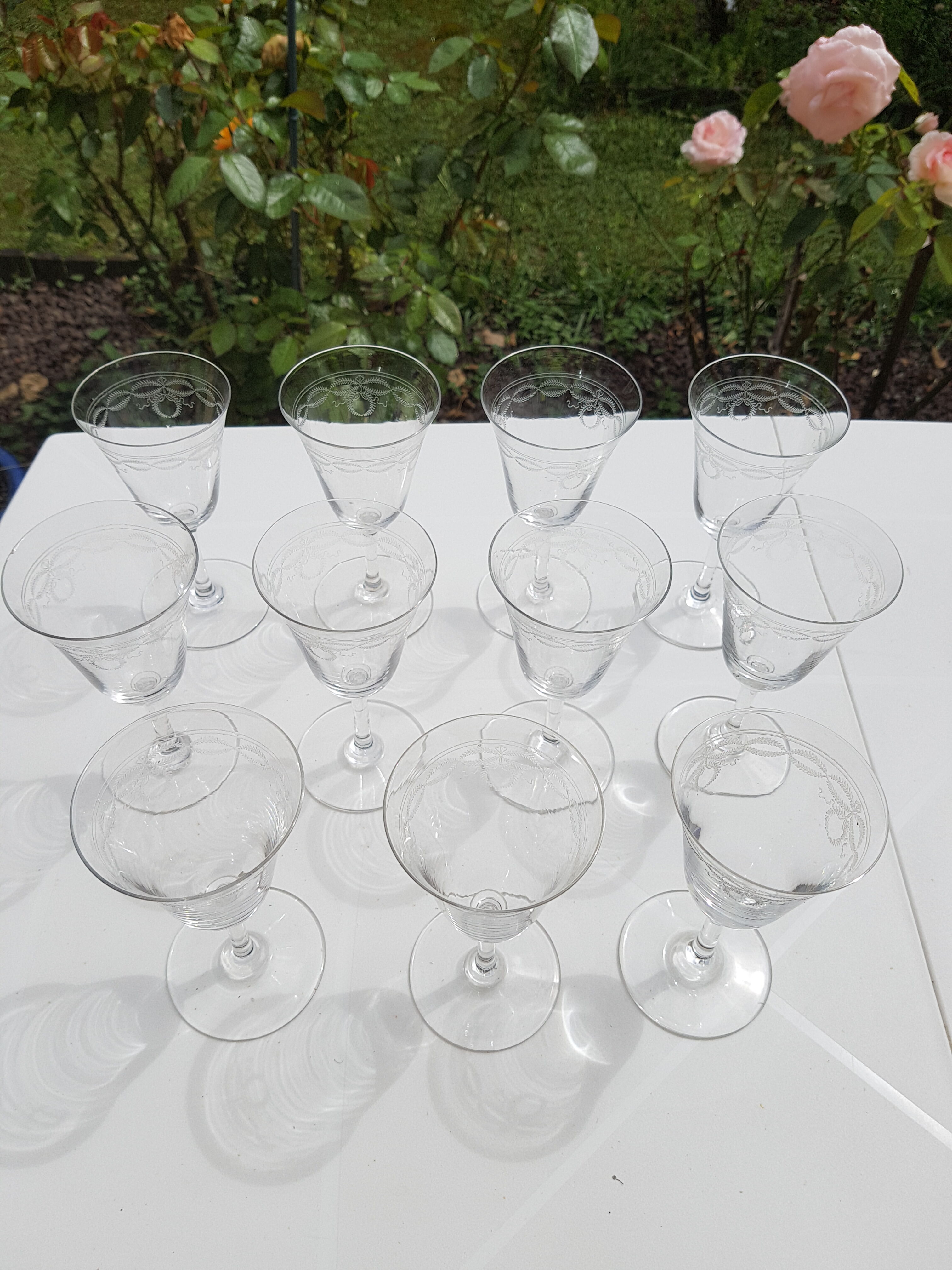 Set of 11 crystal wine glasses 1930s