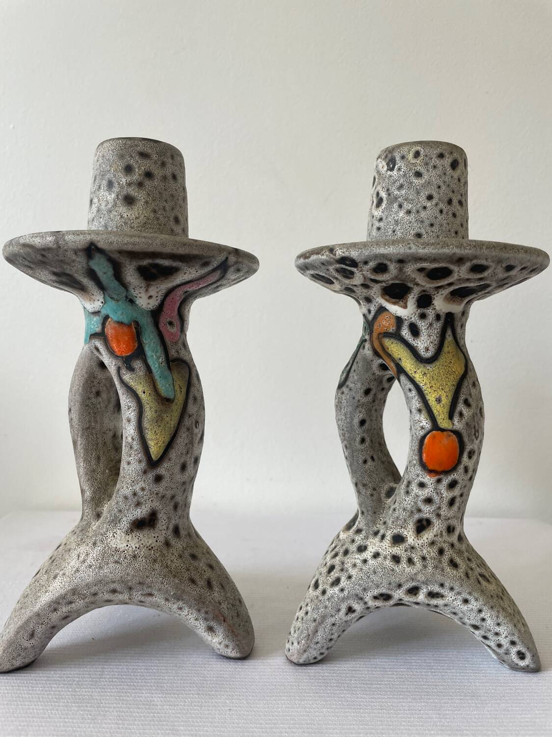 Pair of candlesticks Vallauris by Marius Bessone