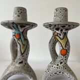 Pair of candlesticks Vallauris by Marius Bessone