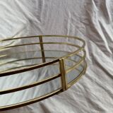 Vintage round tray in gold metal and mirror