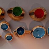 13-piece coffee service in faux wood Granjean Vallauris 1960.