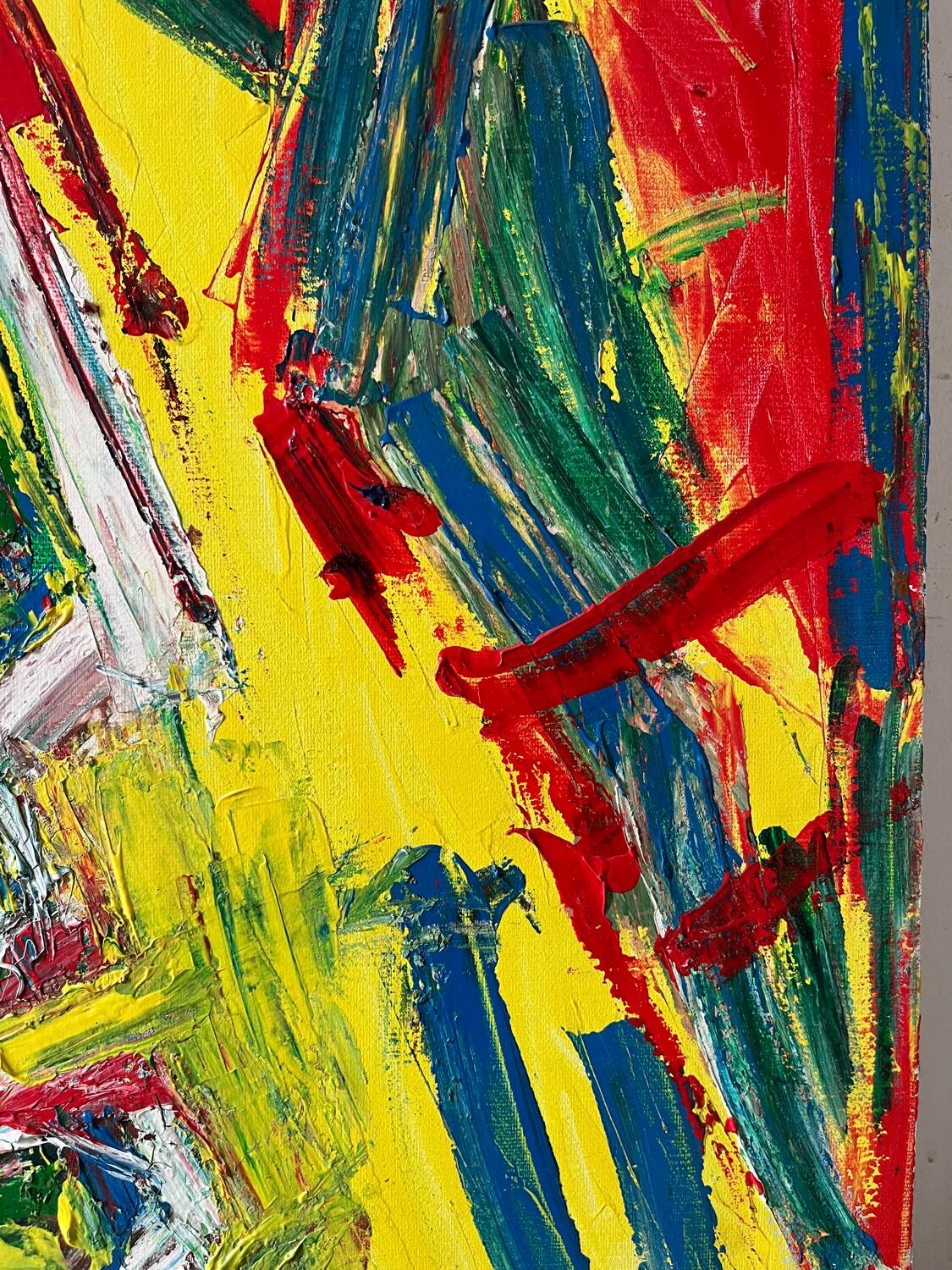 Jazzman playing the double bass, abstract, signed