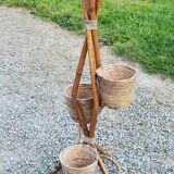 Rattan and bamboo plant holder from the 50s