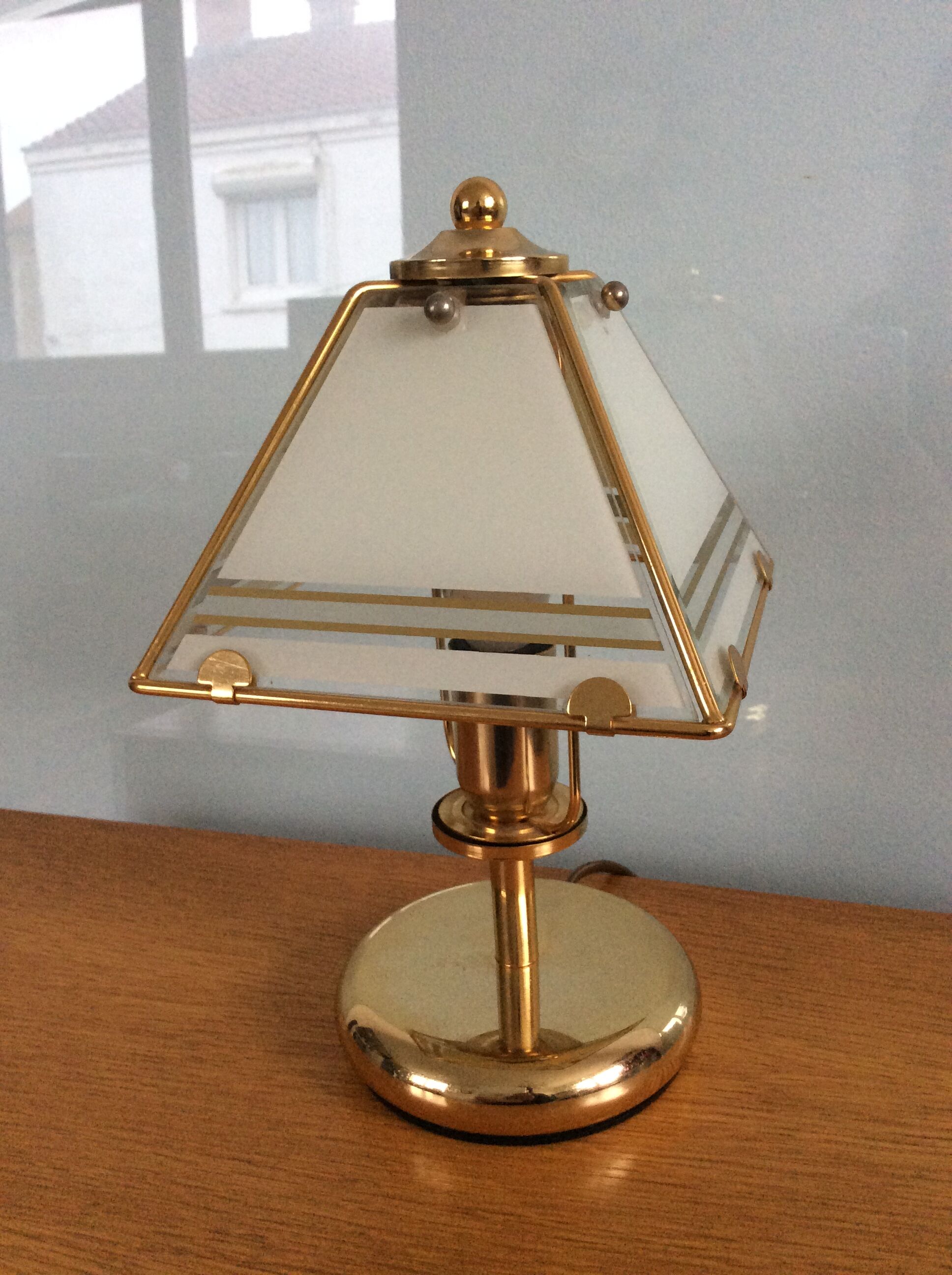 Vintage brass and glass lamp from the 70s