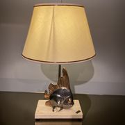 Vintage fish lamp in gold and copper metal