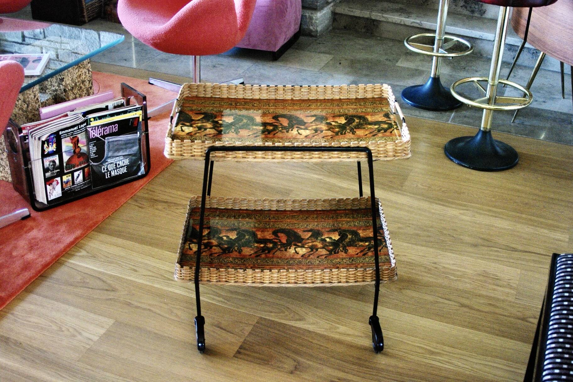 vintage rolling bar cart 1960