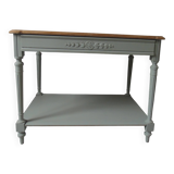 Louis XVI style desk and serving trolley in beautifully crafted verdigris walnut.