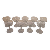 Set of 9 vintage champagne glasses in fine glass