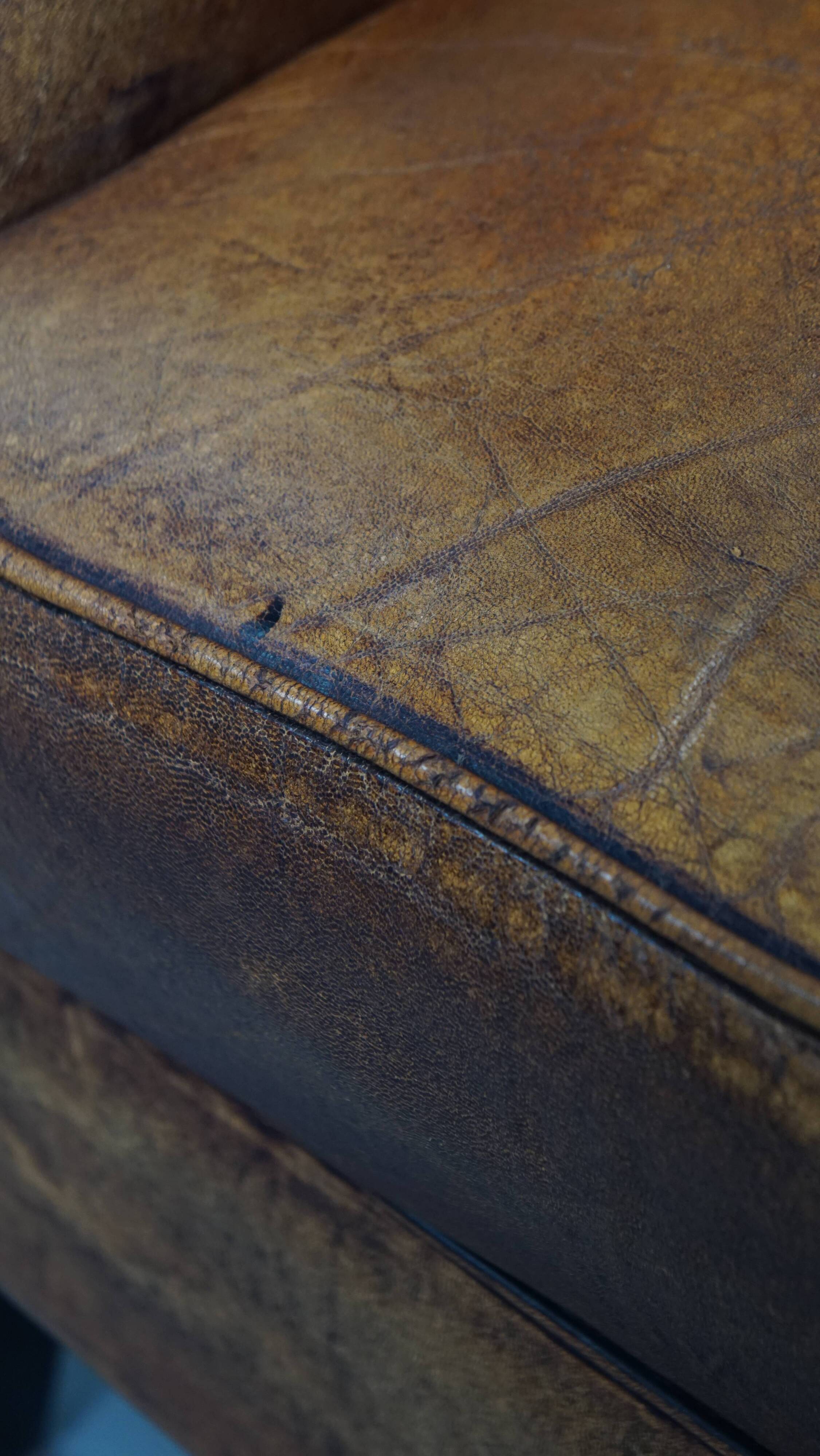 Sheepskin leather club chair