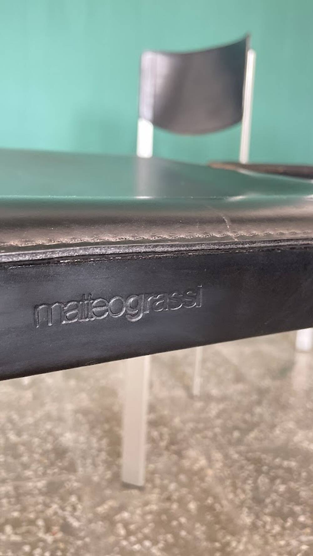 Set of 4 Matteo Grassi Postmodern Black Leather Dining Chairs, Italy, 1980s