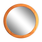 Miroir rond en pin, années 70