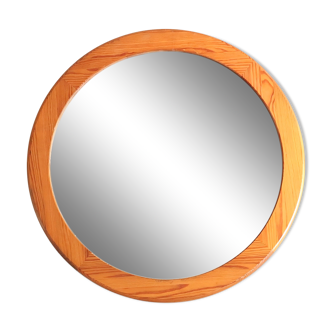 Round pine mirror, 70s