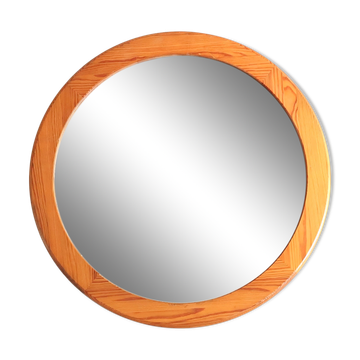 Miroir rond en pin, années 70