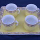 4 cups porcelain mocha service from Limoges Bernardaud and Co.