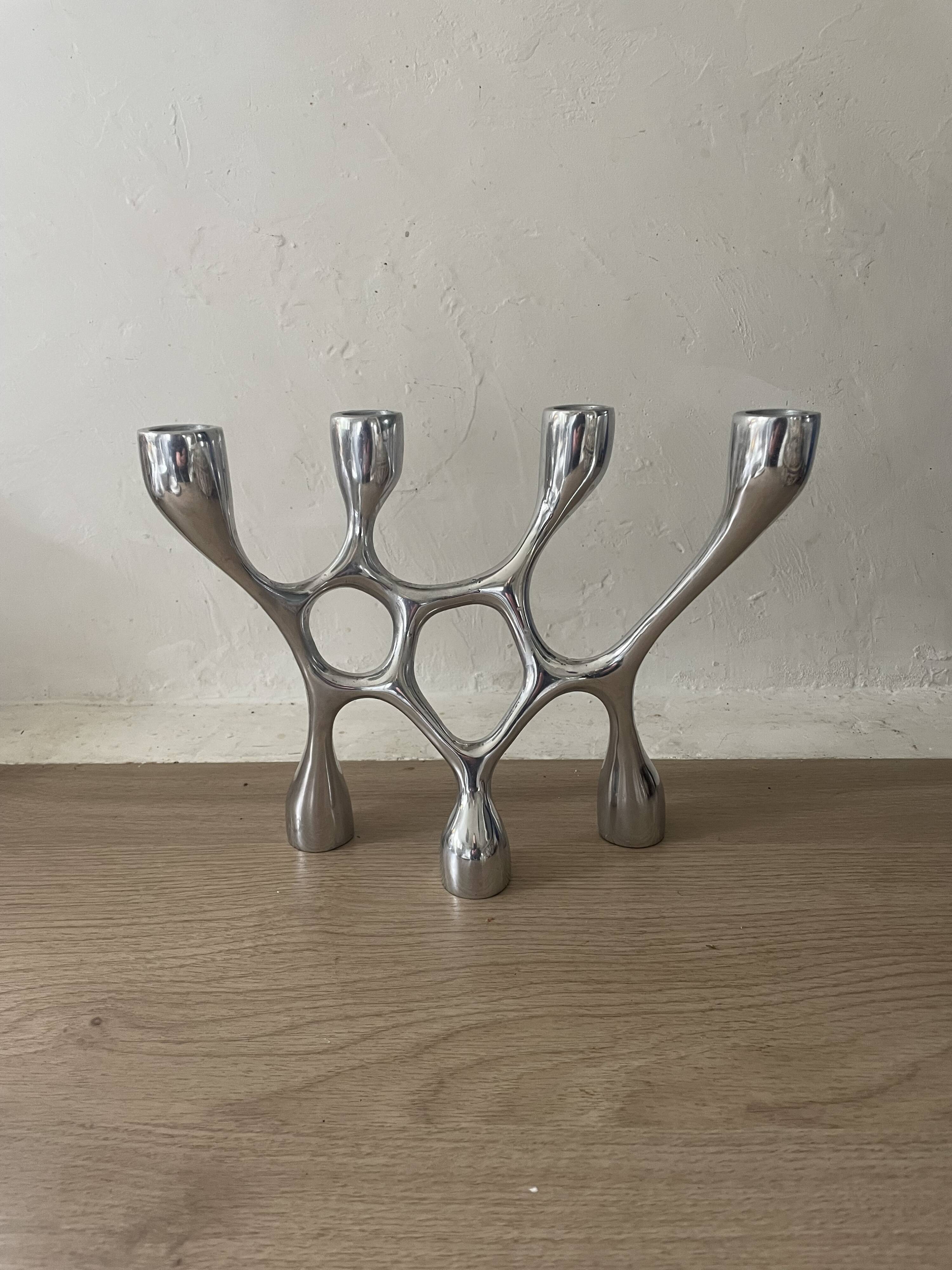 Vintage aluminium cast iron candlestick