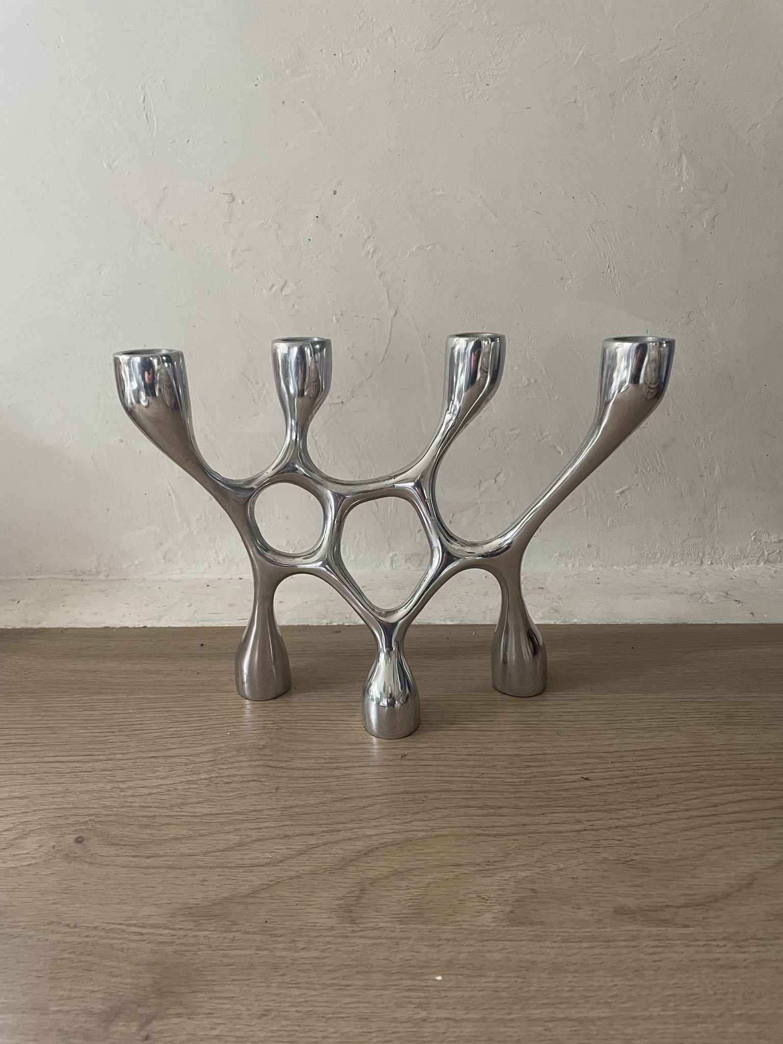 Vintage aluminium cast iron candlestick
